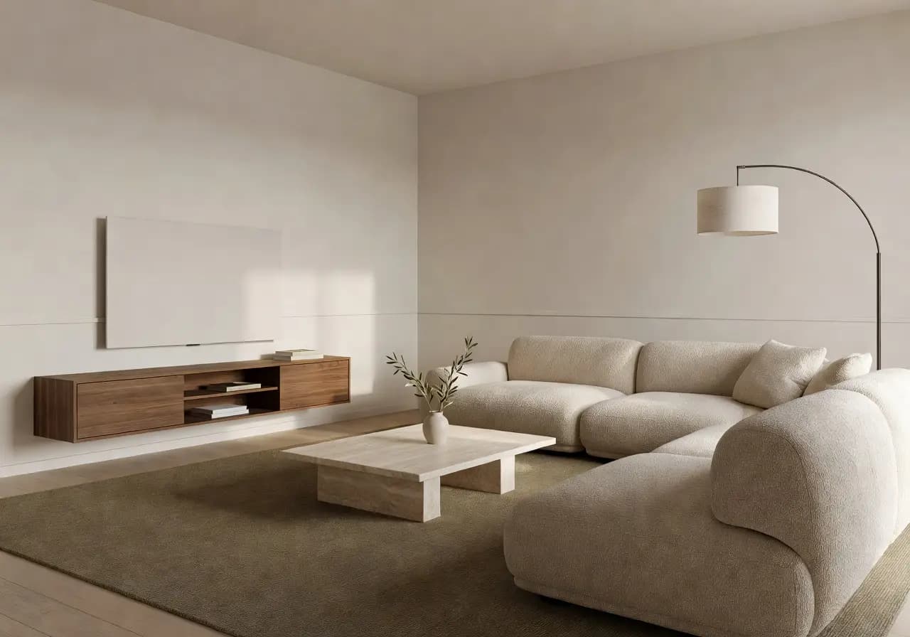 AI-rendered modern living room by DecorAI AI interior design app